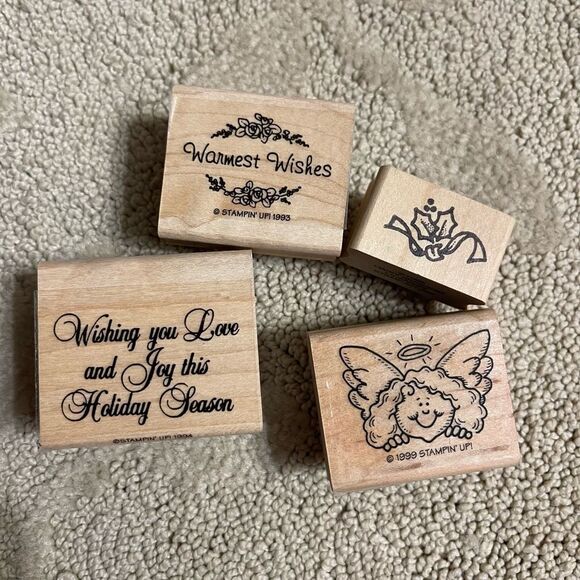 Stampin’ Up! Holiday Stamp Set of 4 Rubber Stamps Card Making Scrapbooking - Picture 2 of 6